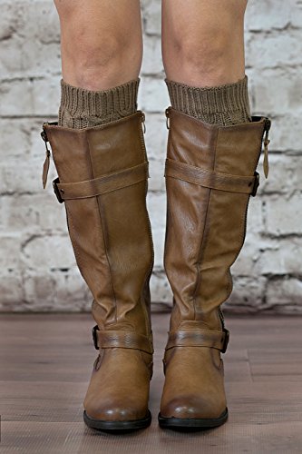 Knit Boot Cuffs Cable Knit Boot Toppers by Modern Boho (Brown)