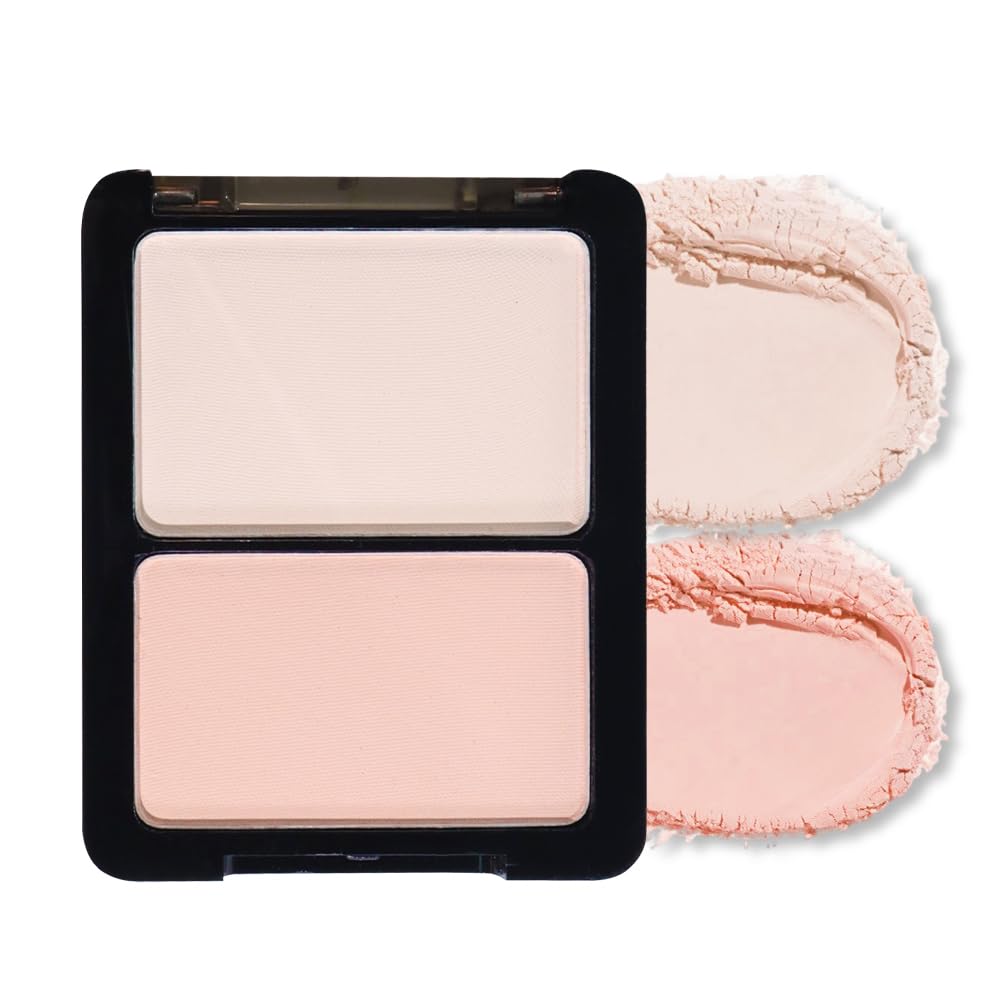 Photo 1 of 2 Colors Matte Eyeshadow Highlighter Palette, Champagne & Soft Pink Eye Shadow Face Highlight Powder, Natural Glow Blush Highlighter Duo, Long-Lasting Lightweight Makeup (02#)