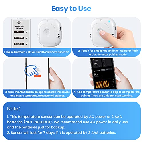 WiFi Temperature Sensor, Chtoocy Smart Remote Temperature Monitor with