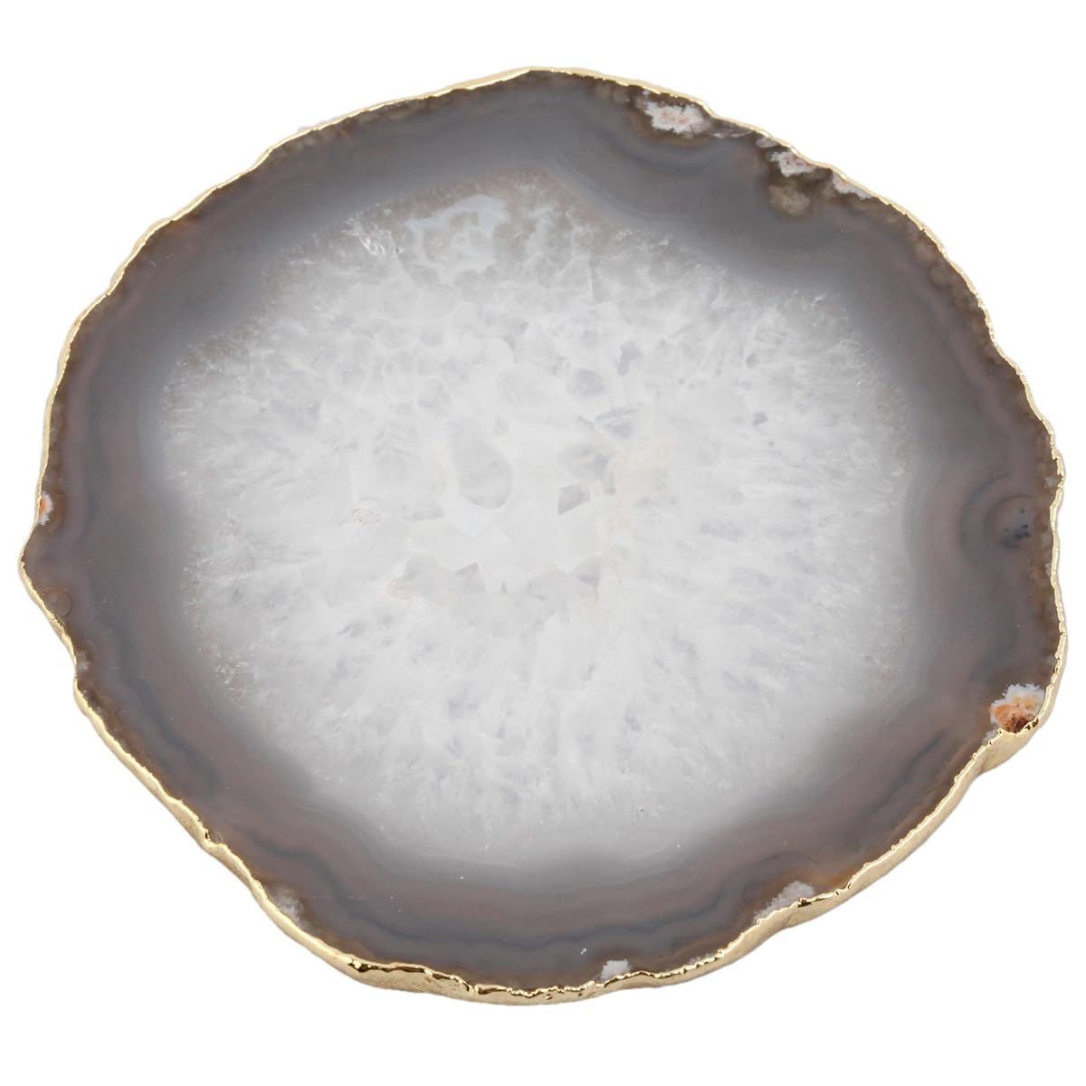Nupuyai 2pcs Natural Agate Slices Cup Mats Coasters for Drink, Irregular Crystal Stone Coaster Set Place Cards for Wedding Home Decor 3.1"-3.9"