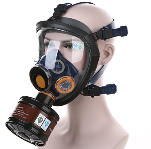 Gas Masks Full face Spray Paint Respirator with Common interface connection filter (Black)