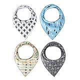 Nibble Baby Bandana Drool Bibs Unisex 4-Pack Absorbent Cotton Cute Baby Gift for Boys & Girls (Arrows & Triangles Set)