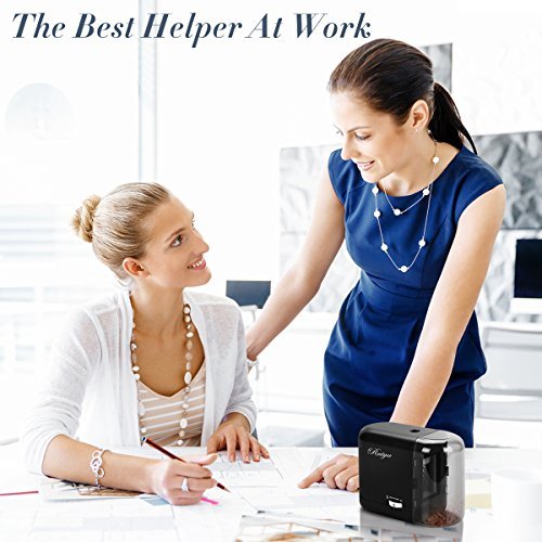 Electric Pencil Sharpener, Auto-Stop Feature and Best Heavy Duty Helical Blade Sharpeners for Office School Classroom Kids Artists, AC adapter or Battery Operated for No.2 and Colored Pencils. (Black) - Thumbnail 2