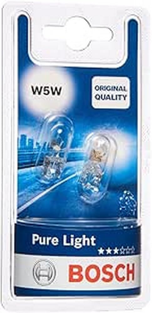 Bosch W5W 501 Pure Light Car Bulbs 12 V 5 W W2,1x9,5d 2 Bulbs
