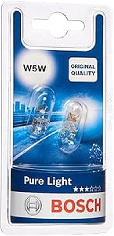 Bosch W5W 501 Pure Light Car Bulbs 12 V 5 W W2,1x9,5d 2 Bulbs