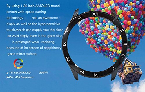 L@YC New Android 5.1 Support WiFi Call GSM850/900/1800/1900 CPU MTK6580 Quad 1.3GHZ Smart Watch Pedometer Heart Rate Monitoring Support Nano SIM Card, Black