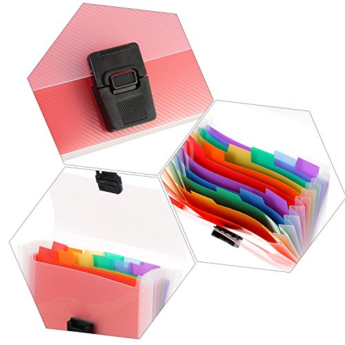 Mtlee 4 Pack Mini Document File A6 7.1 x 4.45 x 1.1 Inch Rainbow Expanding Folder 13 Pocket File Organizer 12 Labels Index - Thumbnail 3