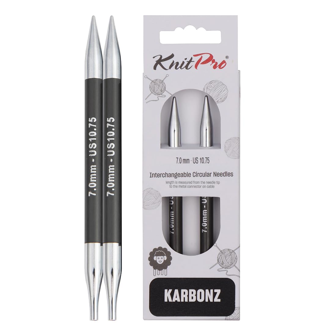 KnitPro Karbonz Interchangeable Circular Needles 5" (13cm) | 7.00mm