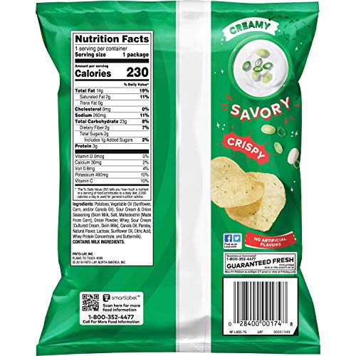 Lay's Sour Cream & Onion Flavored Potato Chips, 1.5 Ounce Bags (Pack of