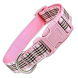 Pink Plaid Furberry Plaid Dog Collar, Large (1