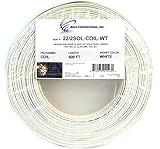 Alarm Wire 22 Gauge 500' Solid Copper Security Cable White UL Listed Low Voltage