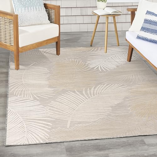 Nourison Home Suncoast Beige 5'3" x 7'3" Area Rug - Easy Clean, Non Shedding, B…