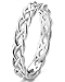 FUNRUN JEWELRY 4mm Sterling Silver Celtic Knots Eternity Wedding Bands Rings for Women