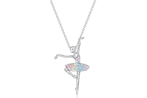 luomart Girls Necklace Ballerina Ballet Recital Gifts for Women,Rainbow Dancer Dance Pendant Jewelry for Sister Mom Friends