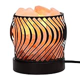 YYout Wide Round Style Himalayan Crystal Rock Salt Lamp Basket UL-Listed Cord and 15-Watt Light Bulb & Dimmable Switch