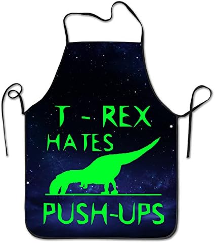 Printed T-Rex Hates Pushups Funny Dino Design Vintage Aprons