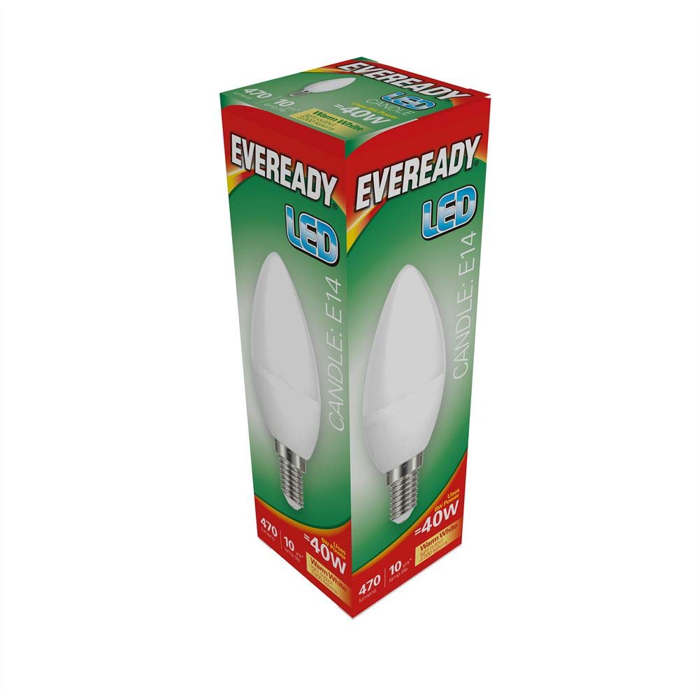 5x EVEREADY Opal Candle LED Bulb 6w SES E14 3000K Warm White 470lm