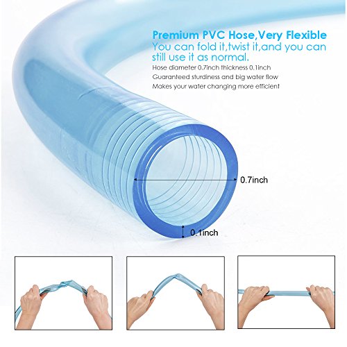 Fish Tank Gravel Cleaner Aquarium Cleaning Vacuum Siphon Pump with Adjustable Flow Control Tap & Fish Poop Net , Water Changing Drainer Filter Syphon Hose- Automatic Fluids Transfer Self Priming 7.5ft
