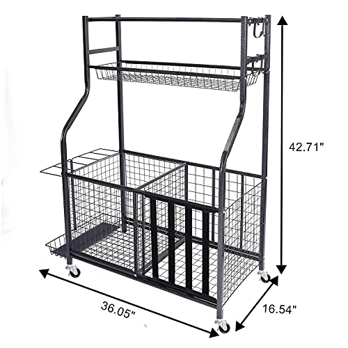 Mythinglogic Garage Storage System, Garage Organizer with Baskets and Hooks, Sports Equipment