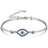 Evil Eye Bracelets Greek Blue Evil Eye Bracelet for Women Bangle 925 Sterling Silver Jewelry Protection Amulet Charm Turkish