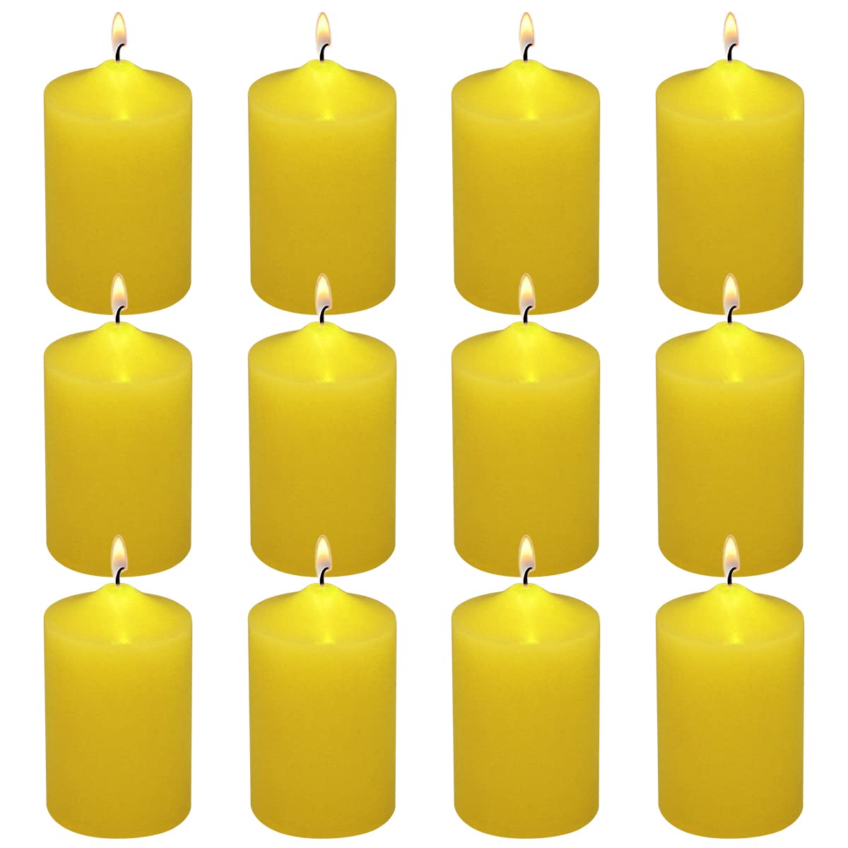 Photo 1 of 12 Pack 2x3 Inch Citronella Pillar Candles Outdoor Indoor, 22 Hours Dripless Smokeless Yellow Candles for for Home Garden Pool Porch