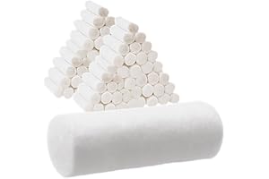 Vakly 100 Dental Cotton Rolls for Mouth Gauze and Nosebleeds Plug Stopper - #2 Medium 1.5" Non-Sterile 100% High Absorbent Blood Clotting Cotton roll (100 Count)