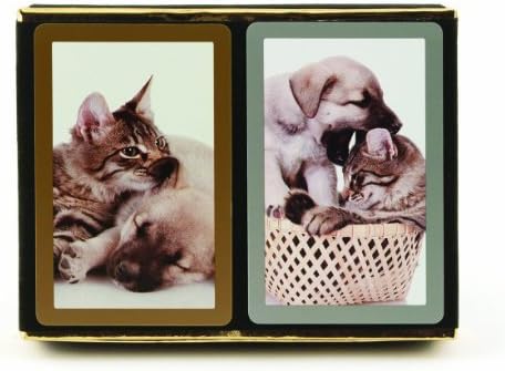Bundle – 3 items: 1 Congress Playing Cards Cat & Dog Bridge (2 Decks), with 2 Packs (12 Each Pack) Tallies, Standard Index