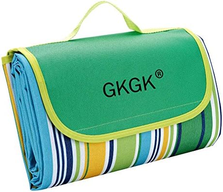 GkGk Outdoor Beach Blanket Mat 70"x57" Waterproof Picnic Blanket Sandproof Camping Mat Easy to Fold &amp; Carry (Green)