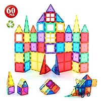 Children Hub 60pcs Magnetic Tiles Set - 3D Magnet Building Blocks - Premium Quality Educational Toys for Your Kids - Upgraded Version with Strong Magnets - Creativity, Imagination, Inspiration