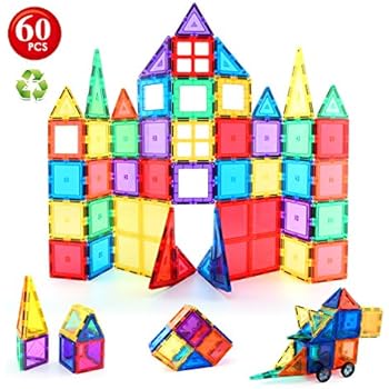 Children Hub 60pcs Magnetic Tiles Set - 3D Magnet Building Blocks - Premium Quality Educational Toys for Your Kids - Upgraded Version with Strong Magnets - Creativity, Imagination, Inspiration