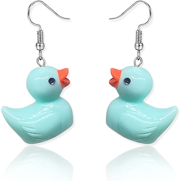 BAMAY Colorful Mandarin Duck Dangle Earrings - Acrylic Fun Jewelry, Hypoallergenic Hooks, Gift For Women
