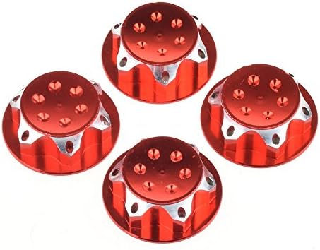 4Pcs RC 1/8 Scale 17mm Dust Lock Nuts Adapter for RC 1:8 Off-Road Buggy Truck RC Wheel and Rims Nut Redcat HPI LOSI AE HB TEAM C (Red)