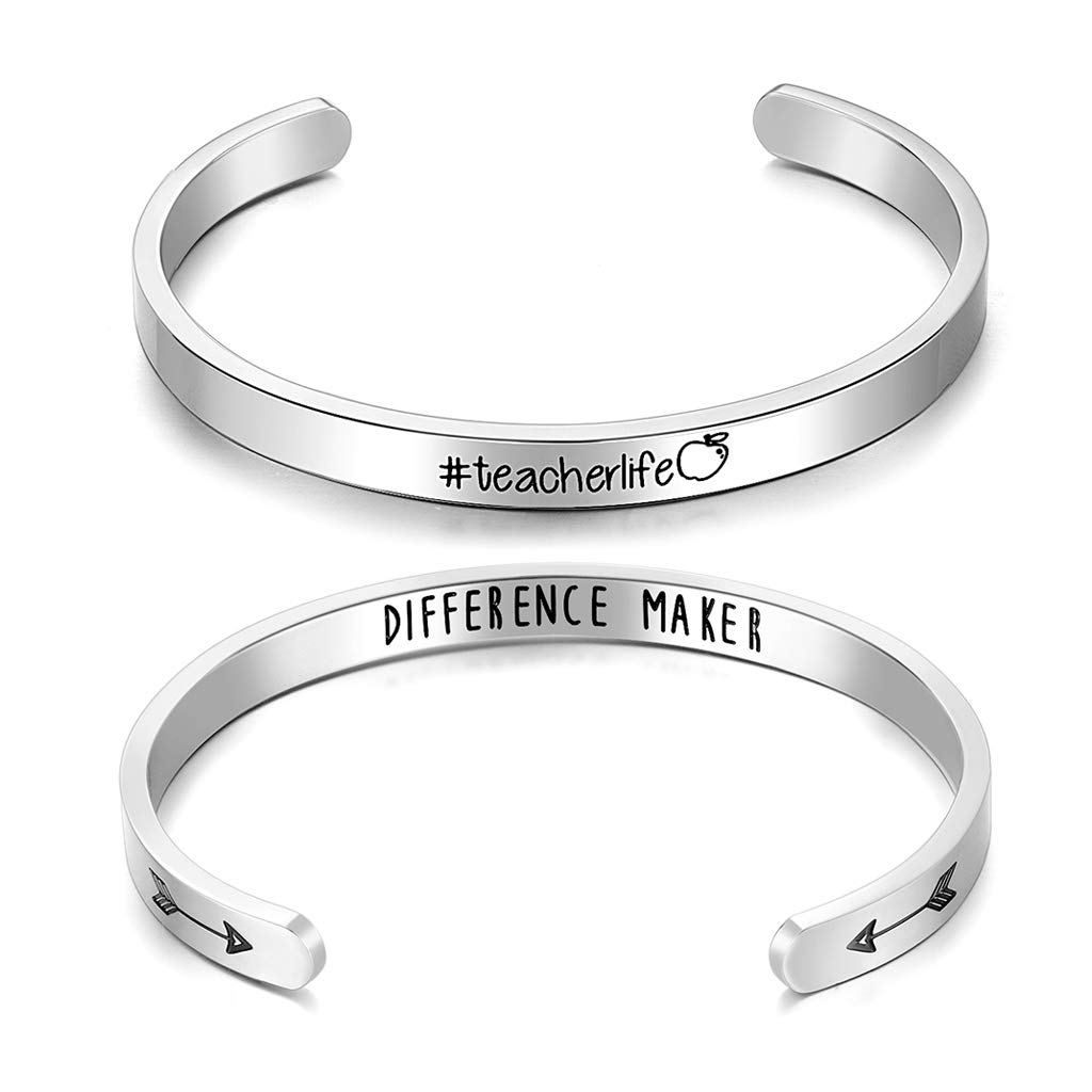 CERSLIMO Friendship Bracelet for Women - Inspirational & Motivational Cuff Bangle for Best Friend, Sister, Mother, Teacher Gifts, Birthday & Christmas, Teacherlife