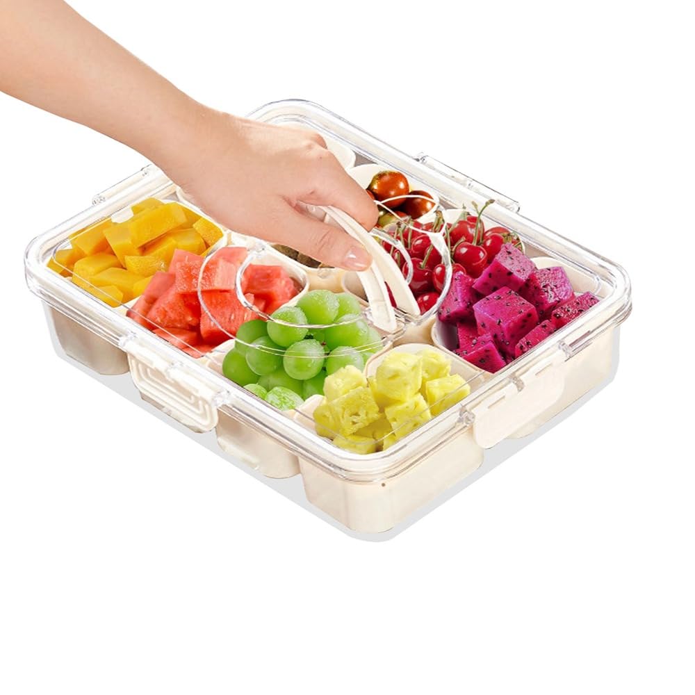 Les-Theresa Divided Spice Container, Divided Serving Tray with Lid Snack Platters, Snack Trays with Compartments Seasoning Box for Spices, Candy, Fruits, Nuts, Snacks, for Party, Picnic (1)