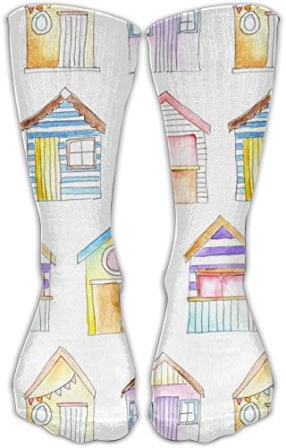 Unisex Unique Design Summer Beach Huts Socks 30CM Socks Cotton/nylon/spandex.