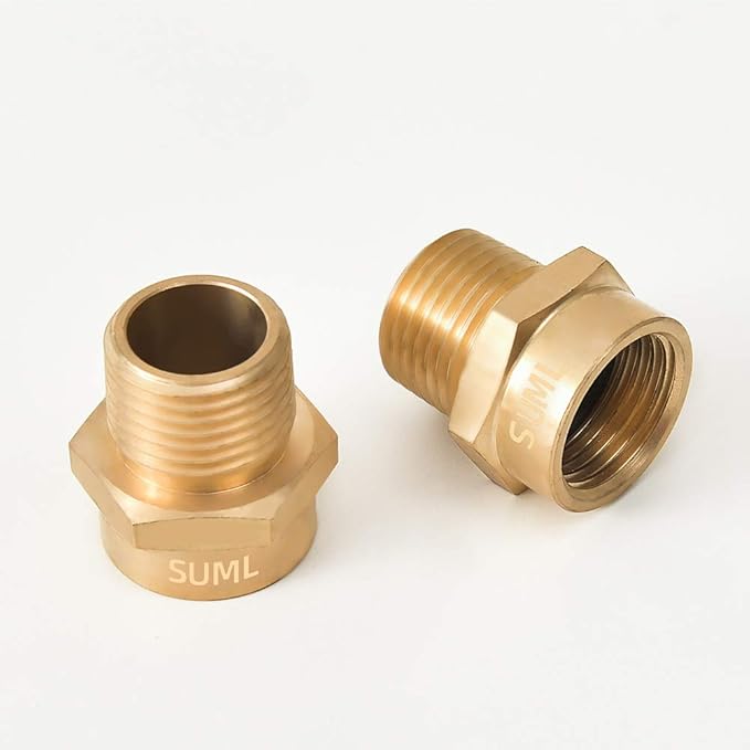 GESHATEN 1/2” G Thread (BSP) Female to 1/2” NPT Male Connector, Brass