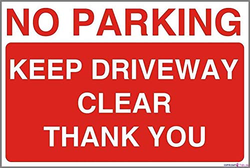 Street sign warning plaque No Parking Keep Driveway Clear Pre Drilled Holes Weatherproof Metal Tin Sign Wall Art Decor Safety Warning Signs For Outdoor & Indoor office Sign 8 X 12 Inch