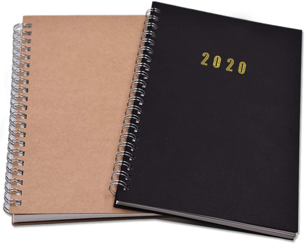 Upworld Daily Planner 2020 2021 Pack of 2 A5 Diary Time Management Manual and Planner Business Schedule Learning or Work Daily Notepad with Two Stickers for Students or Employees