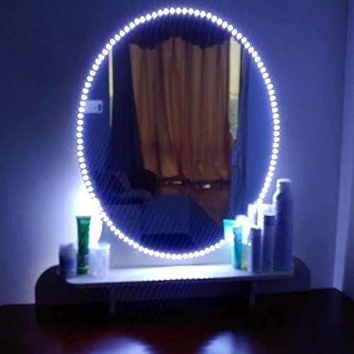 Led Vanity Mirror Lights Kit,Riovoca 13ft/4M LEDs For Make-up Mirror With 6500K Daylight White for Vanity Makeup Table Set Or TV Living Room Background with Dimmer and Power Supply,Mirror not Included