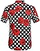 SSLR Men's Polka Dot And Rose Button Down Short Sleeve Casual Shirt (Medium,Black)