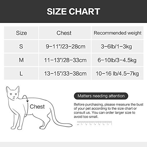 Yult Cat Harness and Leash Set Ultra-Light Kitten Collar Soft and Comfortable Cat Walking Jacket with Running Cushioning and Anti-Escape Suitable for Puppies Rabbits with Cationic Fabric - Thumbnail 6
