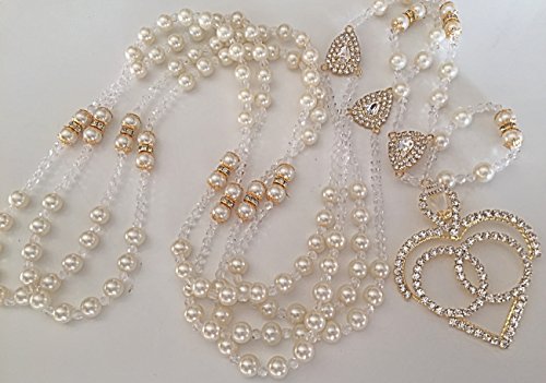 Non-catholic Wedding Lasso Ivory Color Swarovski Pearls Gold Plated/Lazo De Boda No Catolico