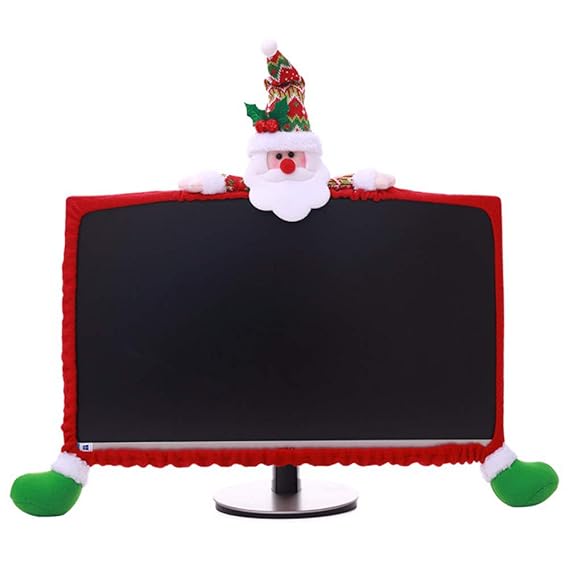 ZZM Christmas Computer Monitor Cover, Santa Claus Computer Laptop