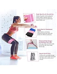 Mixoo Resistance Bands Exercise Bands Set - Strength Booty Fabric Workout Bands Non-Slip Thick Fitness Loop Bands for Legs and Butt - Set of 3 with Carry Bag