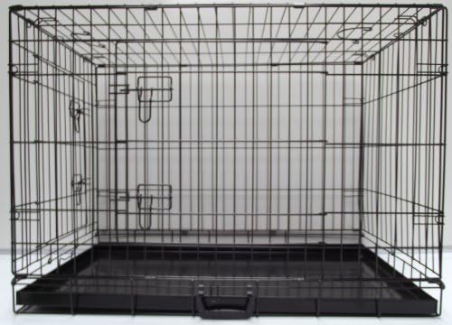 PGO Dog Cage Puppy Crate Black / Silver Pet Carrier (XX-Large 48", Black)