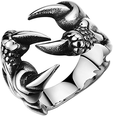OUBEY Mens Stainless Steel Ring Gothic Wolf Dragon Scorpion Claw Tribal Punk Biker Polished Silver