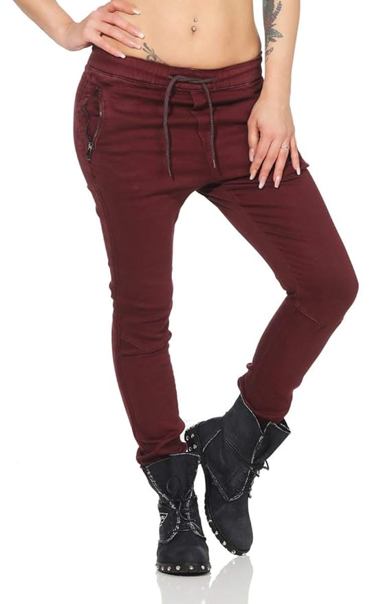 OSAB-Fashion 10668 LEXXURY Damen Jeans Hose Boyfriend Haremsjeans Gummibund Röhrenjeans Joggpants