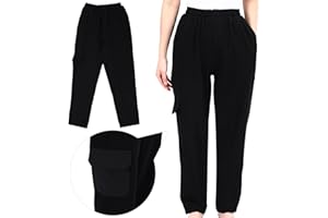 Blosssound Summer Men's Chef Pants Pack Classic 5 Pocket Chef Cargo Baggy Kitchen Pants with Elastic Waist