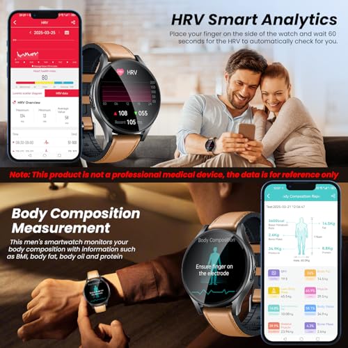Smartwatch Men's Smart Watch with ECG:1.43 inch AMOLED Touch Screen Sports Smart Watch with Bluetooth Calls IP68 Waterproof Heart Rate Blood Pressure SPO2 Sleep for iOS Android
