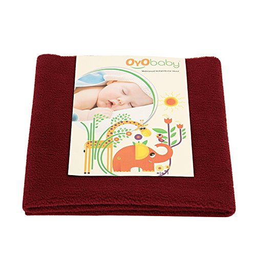 OYO BABY - Waterproof Bed protectors for Kids / Babies / incontinence / Hypoallergenic / Anti-slip / Crib Sheets / Pads / Diaper changing pad cover / liners â€¦ (Medium - ( 100cm X 70cm), Maroon)